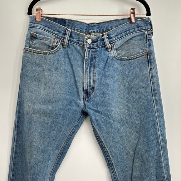Levi's 505 Medium Wash Regular Fit Men's Jeans Size 33/34 - Picture 2 of 6